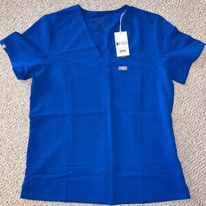 Figs Royal Blue V-Neck Scrub Top